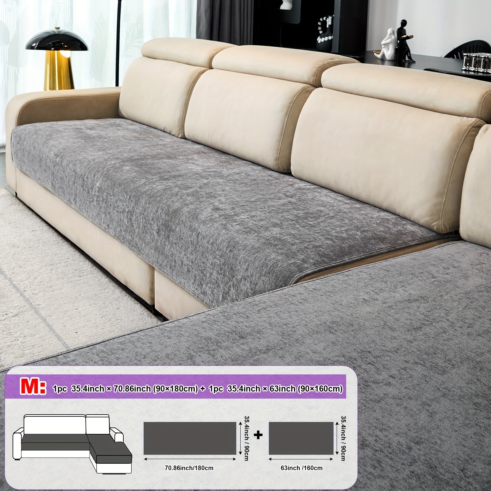 2pcs Yanmo Chenille L-Shaped Sofa Cover by Snagg A Sofa Cover