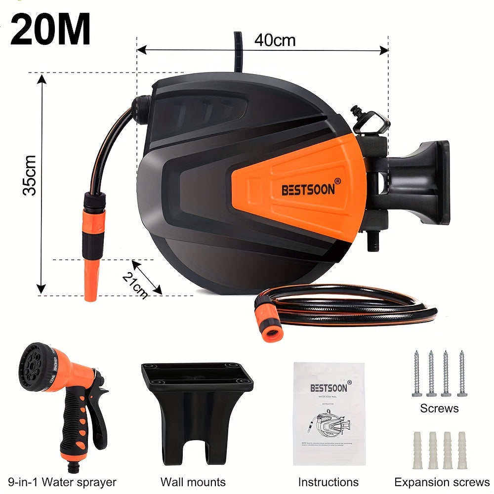 Retractable Garden Hose Reel with Auto Rewind by Snagg A Garden Hose