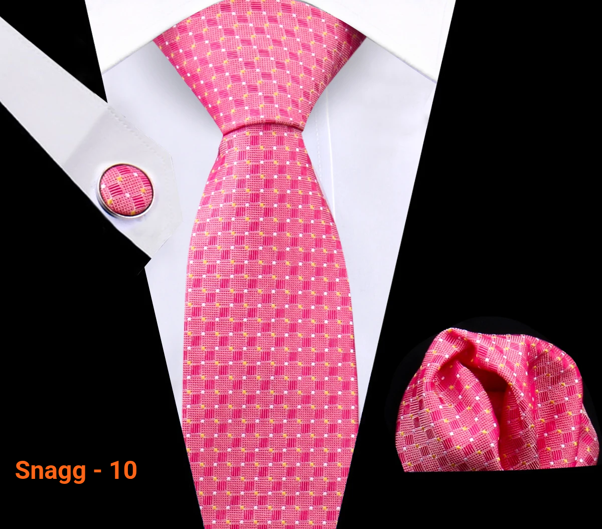 Classic Plaid Tie Set for Men - Necktie with Matching Pocket Square & Cufflinks - Snagg - 10 - Others In Fashion