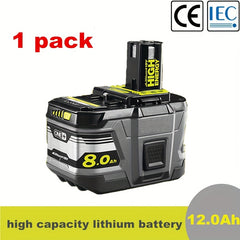 8.0Ah High-Capacity Replacement Battery for Ryobi 18V ONE+