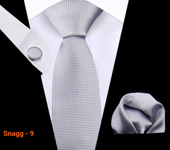 Classic Plaid Tie Set for Men - Necktie with Matching Pocket Square & Cufflinks - Snagg - 9 - Others In Fashion
