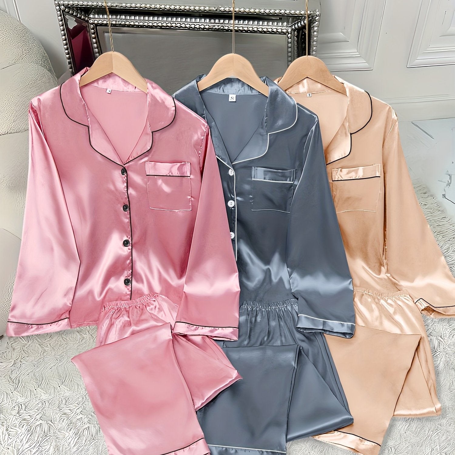 Women’s 3-Piece Satin Pajama Set by Snagg A Pajama