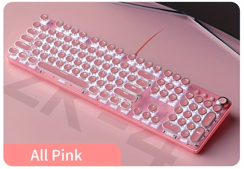 Pink Mechanical Keyboard – Retro Punk Keycaps with Blue Switches by Snagg A Keyboard