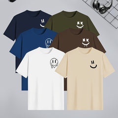 Men’s 6-Pack Happy Face T-Shirts – Summer Casual Comfort by Snagg A Shirt