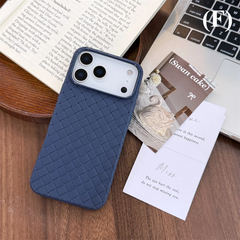 Braided Textured Breathable Shockproof Back Case – for iPhone 15 Series - F - Blue / Plus - Phone Cases & Covers