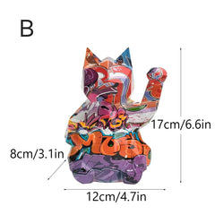 Graffiti Lucky Cat Resin Sculpture by Snagg A Sculpture