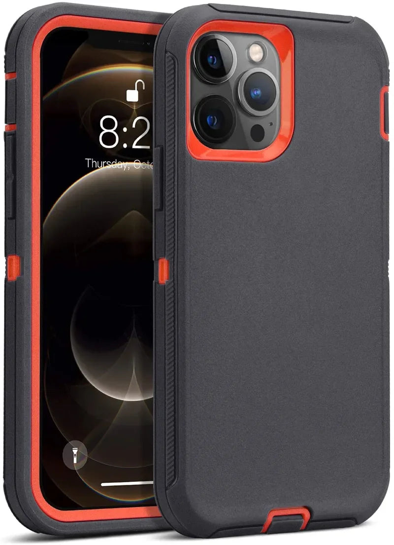 Heavy Duty Armor iPhone Case with Belt Clip | Shockproof Hybrid Cover for iPhone 11–16 Pro Max