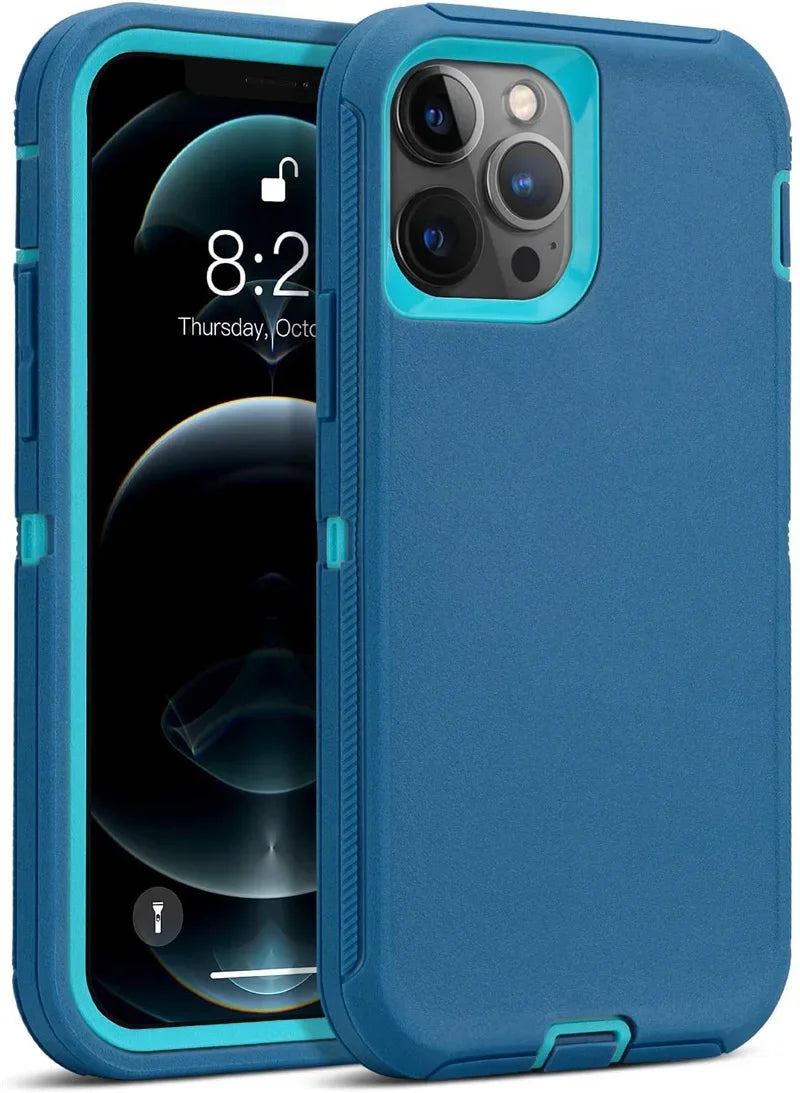 Heavy Duty Armor iPhone Case with Belt Clip | Shockproof Hybrid Cover for iPhone 11–16 Pro Max